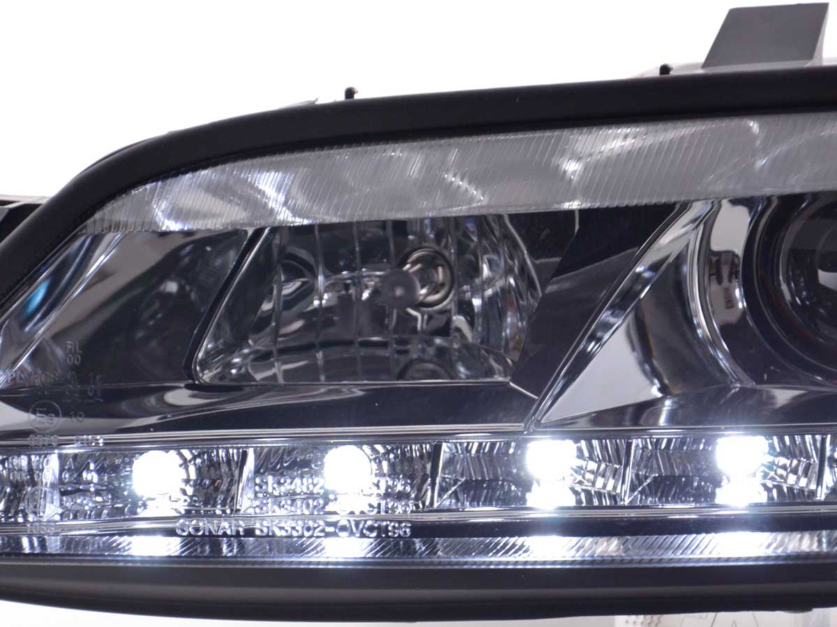 Scheinwerfer Set Daylight LED Tagfahrlicht Opel Vectra B 99-02 chrom Scheinwerfer Set Daylight LED Tagfahrlicht Opel Vectra B 99-02 chrom